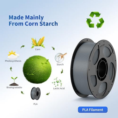 ANYCUBIC PLA Filament 1.75mm Bundle, 3D Printer PLA Filament 1.75mm Dimensional Accuracy +/- 0.02mm, 1KG Reusable Spool (2.2 lbs), 2KG Grey+Grey