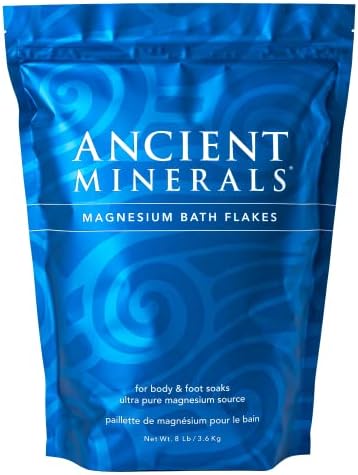 Ancient Minerals Magnesium Bath Flakes – Pure Zechstein Magnesium Chloride for Soaking and Whole-Body Replenishment, 8 lb Bag