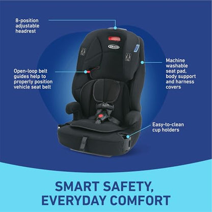 Graco Tranzitions 3-in-1 Harness Booster Car Seat, Forward Facing Car Seat, Highback, to Backless Booster, Black