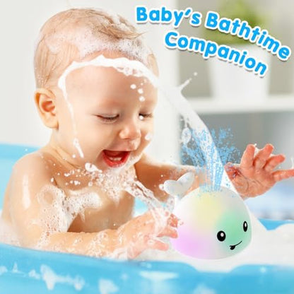 Baby Bath Toys, Toddler Bath Toys for Kids Ages 1-3, Light Up Whale Bath Toy Sprinkler, Pool Water Table Infant Baby Toys 6-12-18 Months, Bathtub Fountain Toy, Toddler 1st Birthday 1 2 3 Gifts