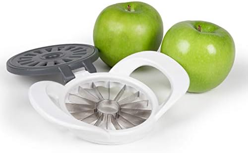 PrepWorks by Progressive Dishwasher Safe 16-Slice Thin Apple Slicer and Corer with Attached Safety Cover (White)