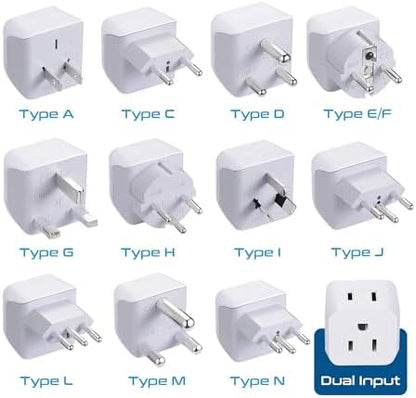 Ceptics World Travel Adapter Set - 2 in 1 USA to Europe, Asia, Africa, India, Japan, Australia, Brazil, China, Israel and more - 11 Pack - Safe Grounded - Works with Cell phones, Laptops, Chargers