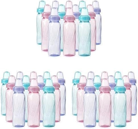 Evenflo Feeding Baby Bottles, Standard Neck, 8 Ounce | Tinted Plastic | Pink/Lavender/Teal | Pack of 36