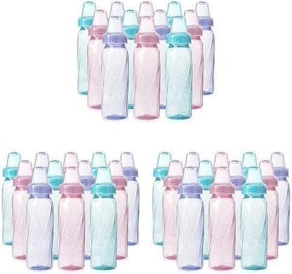 Evenflo Feeding Baby Bottles, Standard Neck, 8 Ounce | Tinted Plastic | Pink/Lavender/Teal | Pack of 36