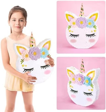 WERNNSAI Unicorn Piñata - Unicorn Party Supplies Piñata with Stick and Blindfold for Girls Kids Birthday Party Game Anniversary Classroom Activities Unicorn Them Party Decorations(15.7'' x 12.2'')
