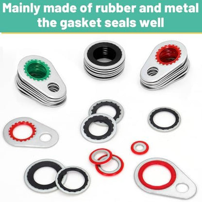 95 PCS 12 Sizes Premium A/C Conditioning System Compressor Gasket Seal, Automotive Air Conditioning Compressor Port Seal Gasket Kit Bonded Gasket Seal Assortment Set