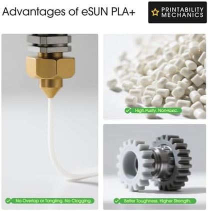 eSUN PLA+ Filament 1.75mm, 3D Printer Filament PLA Plus, Dimensional Accuracy +/- 0.03mm, 1KG per Spool, 2 Spools 3D Printing Filament, Cold White + Grey