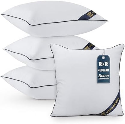 Utopia Bedding Throw Pillow Inserts (Pack of 4, White), 18 x 18 Inches Decorative Indoor Pillows for Sofa, Bed, Couch, Cushion Sham Stuffer