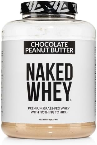 NAKED Whey Chocolate Peanut Butter Grass Fed Whey Protein Powder, No GMO, No Soy, and Gluten Free, Aid Growth and Recovery - 52 Servings