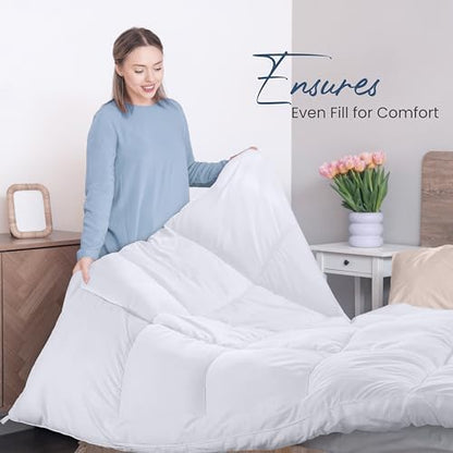 Utopia Bedding Comforters Queen Size, All Season Duvet Insert, Down Alternative Box Stitched Bed Comforter with Corner Tabs, Machine Washable (White)