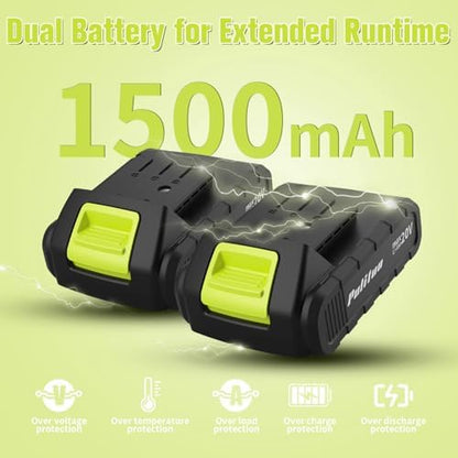 PULITUO'S 20V Cordless Drill/Driver, Electric Screwdriver - 2 Batteries, 30Nm, 21+1 Torque, 2 Speed, Keyless 3/8" Chase Drill with LED Light, Kit for Home (Green)