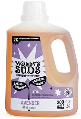 Molly's Suds Liquid Laundry Detergent | Clean Laundry Detergent Soap for Sensitive Skin | 2x Concentrated, High Efficiency (HE) (Lavender - 200 Loads)