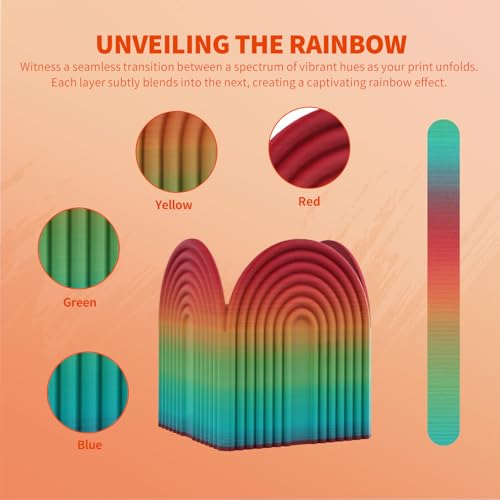 OVERTURE Rock PLA Filament 1.75mm, Marble PLA 3D Printer Filament 1kg Spool (2.2lbs), Dimensional Accuracy +/- 0.02 mm, Fit Most FDM Printer (Rock Rainbow)