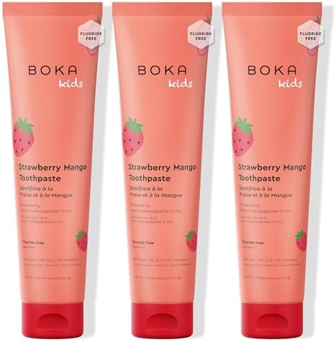 Boka Fluoride Free Toothpaste Nano Hydroxyapatite Toothpaste - Strawberry Mango Flavor, 4 oz 3Pk US Manufactured
