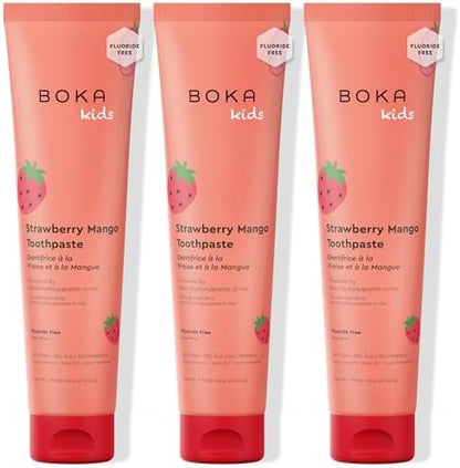 Boka Fluoride Free Toothpaste Nano Hydroxyapatite Toothpaste - Strawberry Mango Flavor, 4 oz 3Pk US Manufactured