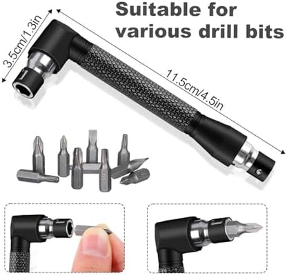 17Pcs Flexible Drill Bit Extension, Include 3Pcs Rotatable Socket Adapter 2Pcs Hex Shank 105° Right Angle Drill Attachment 10 Short Screwdriver Bits 90° Angled Bits and Bendable Extension