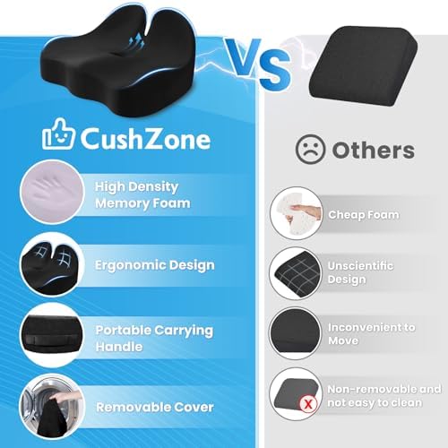 Seat Cushion, Memory Foam Office Chair Seat Cushion for Office Chairs/Car/Long Trip/Desk Chair/Gaming, Extra Large Size for Sciatica & Hip & Tailbone Pain Relief, Sciatica Support (Black)