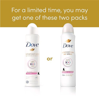 Dove Advanced Care Antiperspirant Deodorant Spray Clear Finish 3 Count Invisible antiperspirant deodorant tested on 100 colors 72-hour odor and sweat protection with Pro-Ceramide technology 3.8 oz