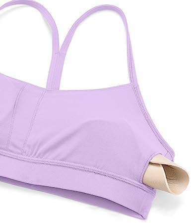 CRZ YOGA Butterluxe Womens Y Back Sports Bra - Padded Racerback Low Impact Spaghetti Thin Strap Workout Yoga Top