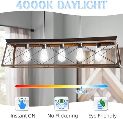 Edison Bulbs 60 watt Equivalent LED, E26 LED Bulb Non-Dimmable, 4000K Daylight White, ST58 Vintage Light Bulbs, 90+ CRI, 6W 600LM, E26 Medium Base, Clear Glass, 12 Pack