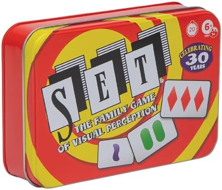 SET Card Games for Kids - Collectors Tin, Matching Game, Learning Games, Fun Family Games, Game Night, Travel Games, Memory Game, Learning Game, Multi-Player Card Game of Visual Perception, Ages 6+