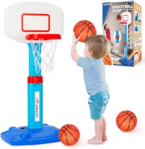 Toddler Basketball Hoop Indoor for Age 1-3, Adjustable Kids Basketball Hoops, Mini Basketball Hoop with 3 Balls for Outdoor Poolside, Birthday Christmas Sport Toys Gift for Baby Boys Girls Age 1 2 3 4