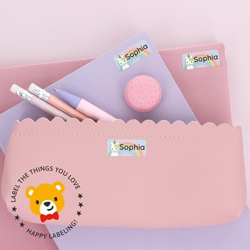 – Personalized Name Labels for Kids (120) – Waterproof & Durable Stickers for Clothing, School & Daycare Items - Unicorns
