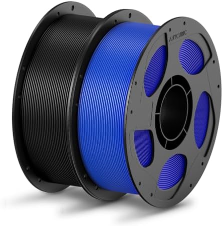 ANYCUBIC PLA Filament 1.75mm Bundle, 3D Printing PLA Filament 1.75mm Dimensional Accuracy +/- 0.02mm, 1KG Reusable Spool (2.2 lbs), 2KG Black + Blue
