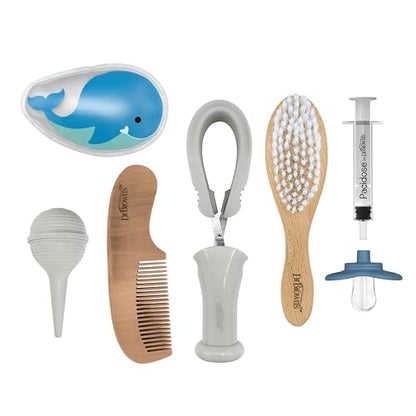 Dr. Brown's Healthy Baby Essentials Kit, Pacidose Medicine Dispenser, Nail Scissors with Case, Nasal Aspirator, Cradle Cap Brush Plus Comb, Cold Compress