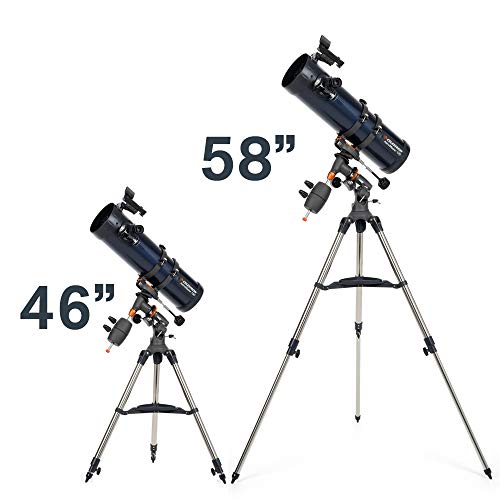 Celestron – AstroMaster 130EQ–MD Newtonian Reflector Telescope for Beginners – Aluminized Mirror – Motor Drive to Track Stars – Adjustable Tripod – Includes Eyepieces Plus Astronomy Software Package
