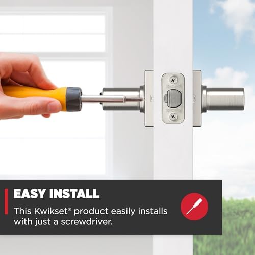 Kwikset Casey Entry Door Handle with Lock and Key, Secure Keyed Reversible Lever Exterior, For Front Entrance and Bedrooms, Satin Nickel , Pick Resistant Smartkey Rekey Security and Microban
