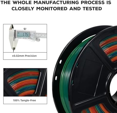 FLASHFORGE PLA Filament 1.75mm, 3D Printer Filament 1kg (2.2lbs) Spool, Dimensional Accuracy +/- 0.02mm, 3D Printing Filament Easy to Use and Fits for Most FDM 3D Printers (Rainbow)