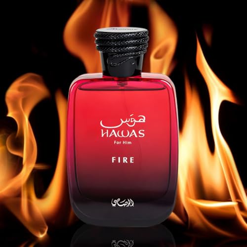 RASASI Hawas Fire Eau De Parfum Spray 100ML(3.4 Oz) - Bold Long Lasting Arabian Perfume For Men With A Fiery Essence - Indulge In A Luxurious Perfume Men That Captures Masculine Elegance And Strength