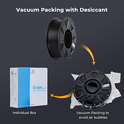 Creality PLA Filament 1.75mm, Ender PLA 3D Printer Filament No-Tangling Without Clogging Smooth Printing No Warping, Fit Most FDM 3D Printers, 1kg Spool, Accuracy +/- 0.02mm, Black