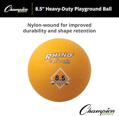 Champion Sports Playground Balls – Single Balls & Sets, Multiple Colors, Durable Nylon-Wound Construction for Kickball & Indoor/Outdoor Play