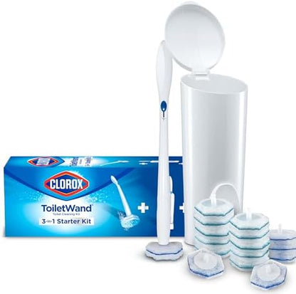 Clorox Original Toilet Cleaning System - ToiletWand, Storage Caddy and 16 Refill Heads, Dorm Room Essentials,