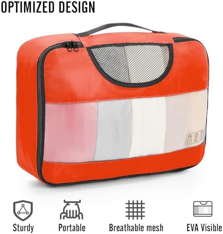 Veken 8 Set Packing Cubes for Travel Essentials, Suitcase Organizer Bags in 4 Sizes, Carry-On Luggage Accessories with Large Laundry & Hanging Toiletry Bag, Must-Have for Airplane, Road Trip & Camping