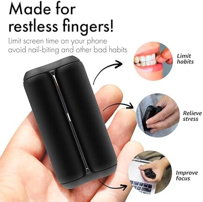 ONO Roller - Handheld Fidget Toy for Adults | Help Relieve Stress, Anxiety, Tension | Promotes Focus, Clarity | Compact, Portable Design (Junior Size/Aluminum, Black)