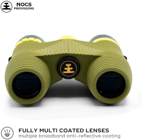 Nocs Provisions Standard Issue 10x25 Waterproof Binoculars, 10X Magnification, Bak4 Prism, Wide View Multi-Coated Lenses for Bird Watching, Hiking & Backpacking - Olive Green