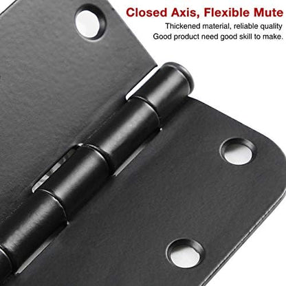 18 Pack Matte Black Door Hinges 3.5 x 3.5 Inch Interior 3 1/2 Inch Door Hinges for Doors Rounded 5/8" Radius Corners Flat Iron Hinge 3 ½"x 3 ½" Door Hardware Controls
