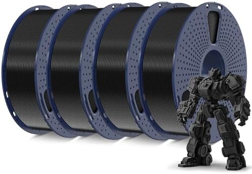 SUNLU 4KG 3D Printer Filament PLA Plus 1.75mm, Neatly Wound PLA Filament 1.75mm PRO, PLA+ Filament for Most FDM 3D Printer, 1kg Spool, 4 Packs, Black