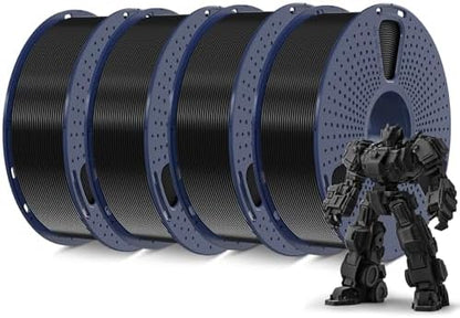 SUNLU 4KG 3D Printer Filament PLA Plus 1.75mm, Neatly Wound PLA Filament 1.75mm PRO, PLA+ Filament for Most FDM 3D Printer, 1kg Spool, 4 Packs, Black