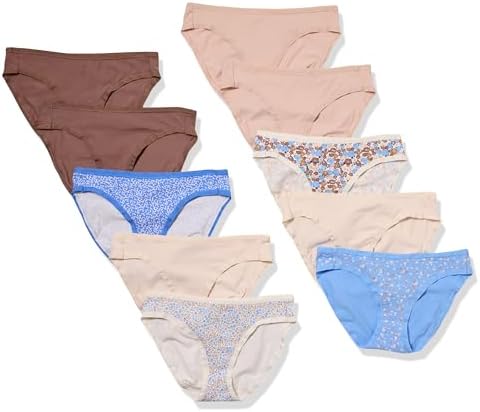 Amazon Essentials Women's Cotton Bikini Brief Underwear (Available in Plus Size), Multipacks