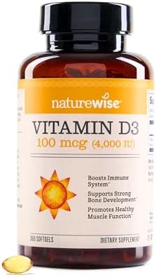 NatureWise Vitamin D3 4000iu (100 mcg) 1-Year Supply for Immune Support, Healthy Muscle Function, and Bone Health - Non-GMO, Gluten-Free in Organic Extra Virgin Olive Oil, (Mini Softgel), 360 Count