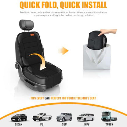 Siivton Car Seat Protector for Child Seat Cushion for Leather and Fabric Seats, 2 Mesh Pockets, Non-Slip Backing, Carseat Protectors for Vehicles, Baby, Pets (2 Pack)