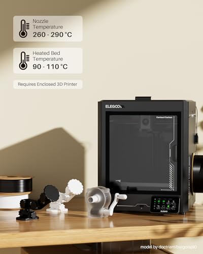 ELEGOO PC Filament 1.75mm Transparent 1KG, Tough and Durable Professional 3D Printer Filament Dimensional Accuracy +/- 0.05mm 1KG Spool Heat Resistant 3D Printing Polycarbonate Material