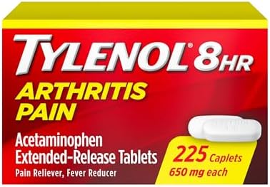 Tylenol Acetaminophen 650mg Extended Release Caplets, 8 Hour Arthritis Pain Relief, Joint Pain Reliever, Fever Reducer, Fast & Long-Lasting Relief, Oral Medicine for Minor Aches, 225 Count