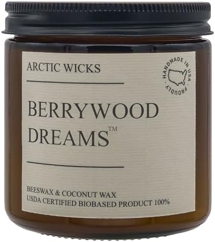 Berrywood Dreams Candle | Arctic Wicks 16oz Coconut & Beeswax Candles | Amber Scented Berry Candles for Fall, Winter, Holidays, Gifts, Non-Toxic, Sustainable | USDA Certified 100% Biobased