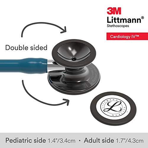 3M Littmann Cardiology IV Diagnostic Stethoscope, 6234, More Than 2X as Loud, Weighs Less, Stainless Steel High Polish Smoke-Finish Chestpiece, 27" Caribbean Blue Tube, Mirror Stem, Smoke Headset