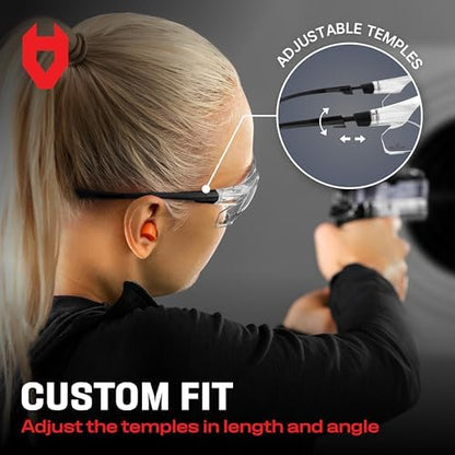 NoCry Clear Shooting Glasses for Men with Anti-Fog and Scratch Resistant Wraparound Lenses — ANSI Z87 Protective Eyewear with Adjustable Temples & Nose Pad — 100% UV Eye Protection